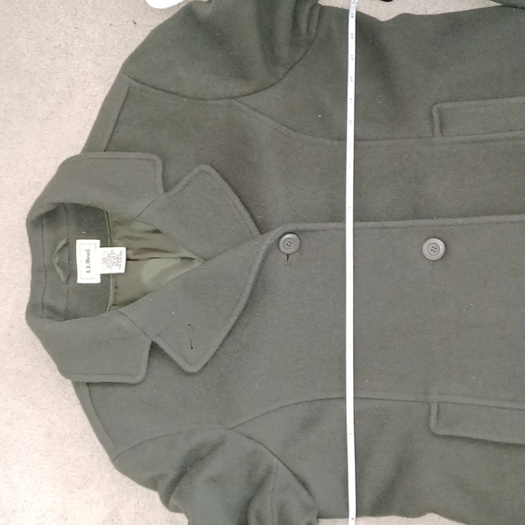 L.L.Bean Classic Lambswool Polo Coat, Three-Quarter Green Women Size 20 Petite - Picture 7 of 16
